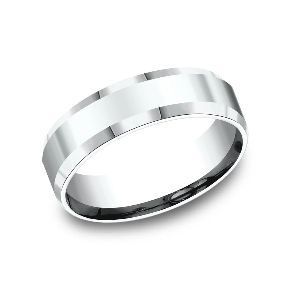 The Highland Men's Wedding Band in 14K White Gold - 6mm Width by Benchmark