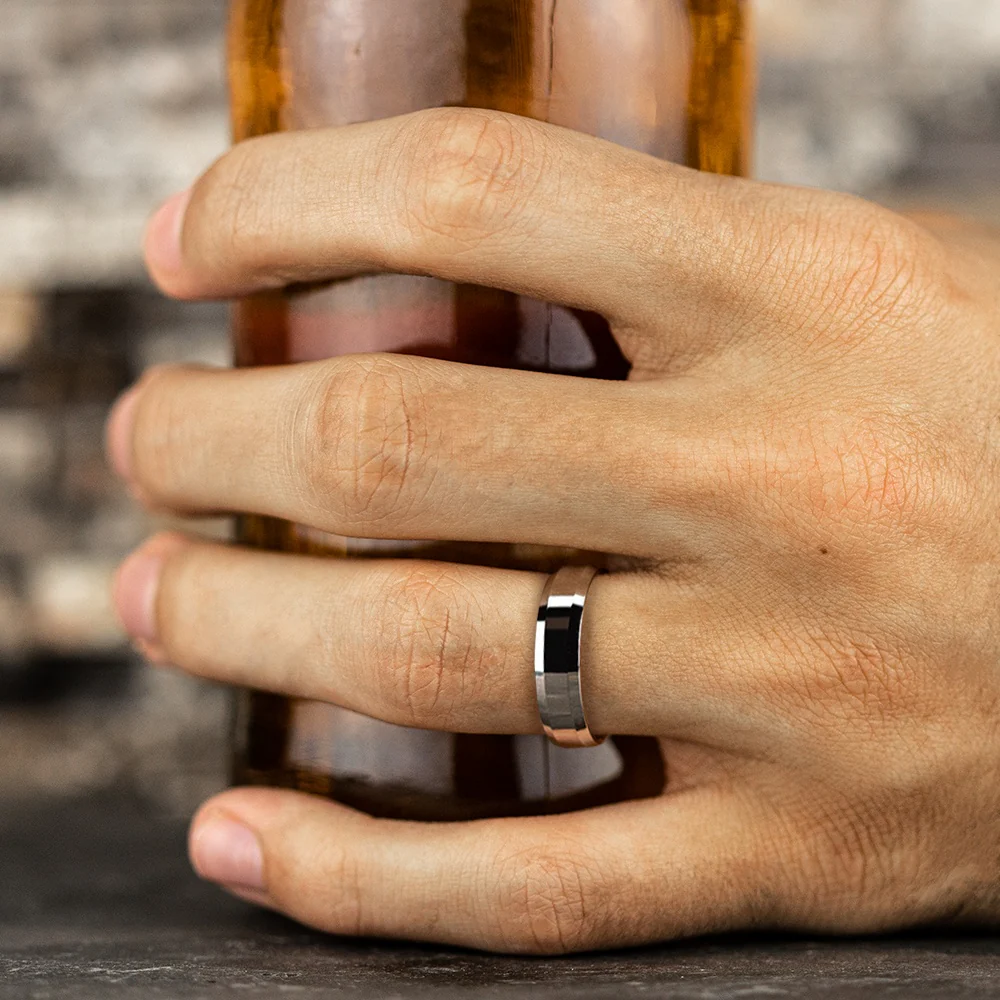 The Highland Men's Wedding Band in 14K White Gold - 6mm Width by Benchmark - Image 5