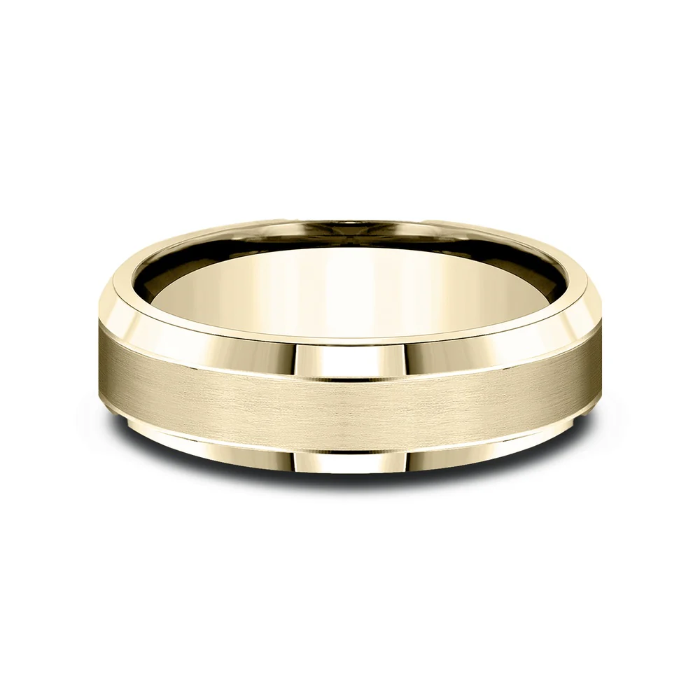 The Horizon Men's Wedding Band in 14K Yellow Gold - 6.5mm by Benchmark - Image 3