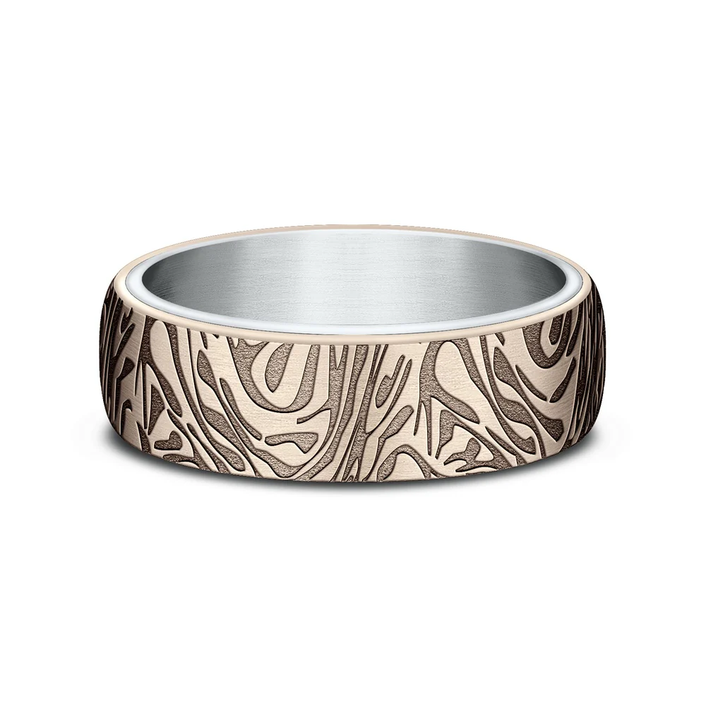 The Imperial Men's Wedding Band in 14K White and Rose Gold - 6.5mm Width by Benchmark - Image 3
