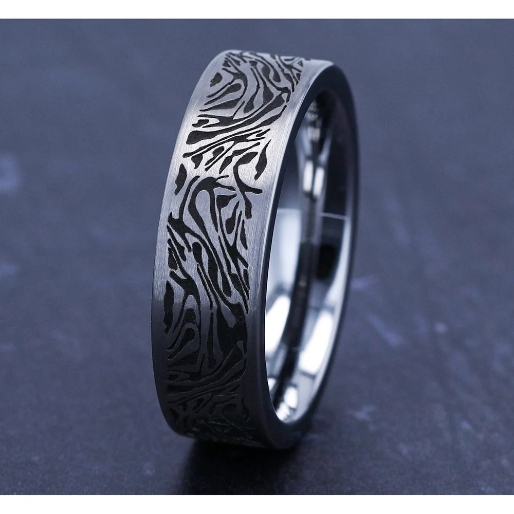 The Imperial Men's Wedding Band in Tungsten - 7mm Width by Forge - Image 4