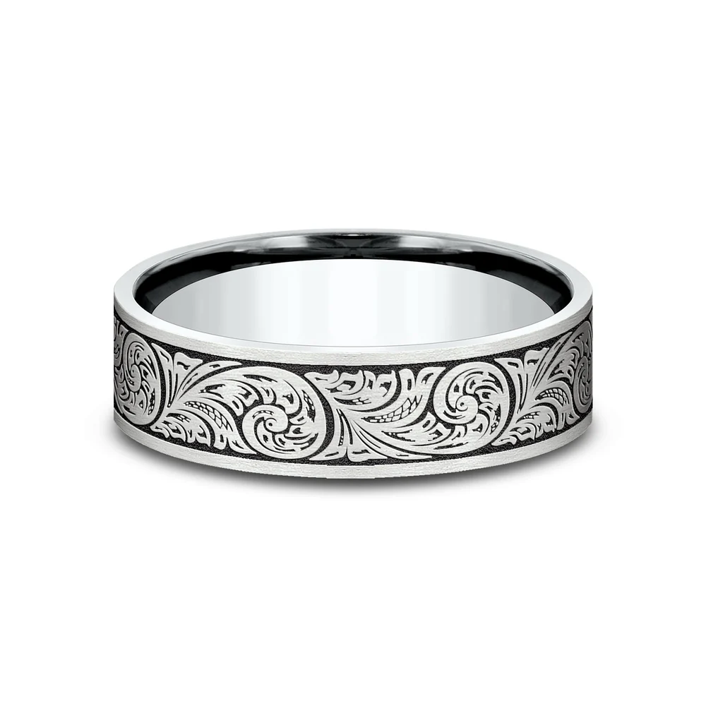 The Inquisitor Men's Wedding Band in 14K White Gold - 6mm Width by Benchmark - Image 3