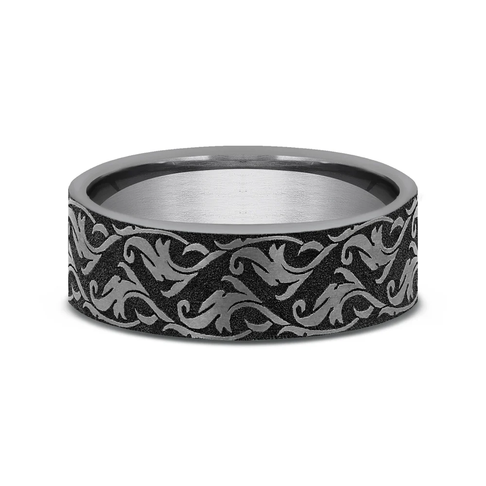 The Ivy Men's Wedding Band in Grey Tantalum - 7mm Width by Tantalum - Image 3