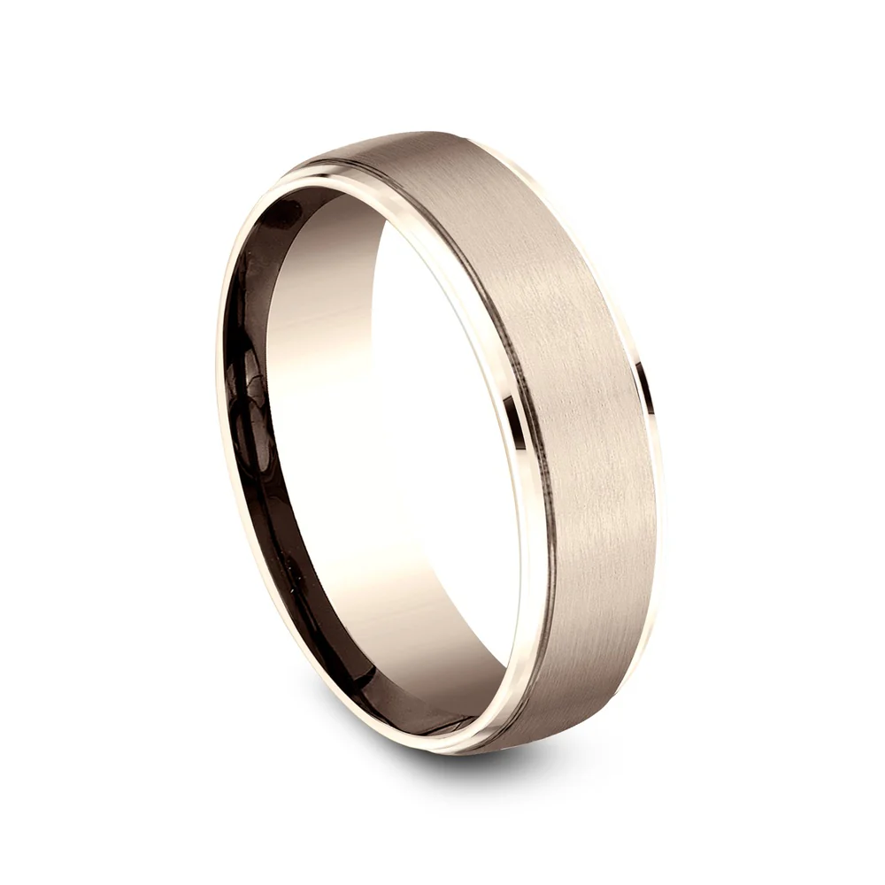 The Jefferson Men's Wedding Band in 14K Rose Gold - 6.5mm Width by Benchmark - Image 2