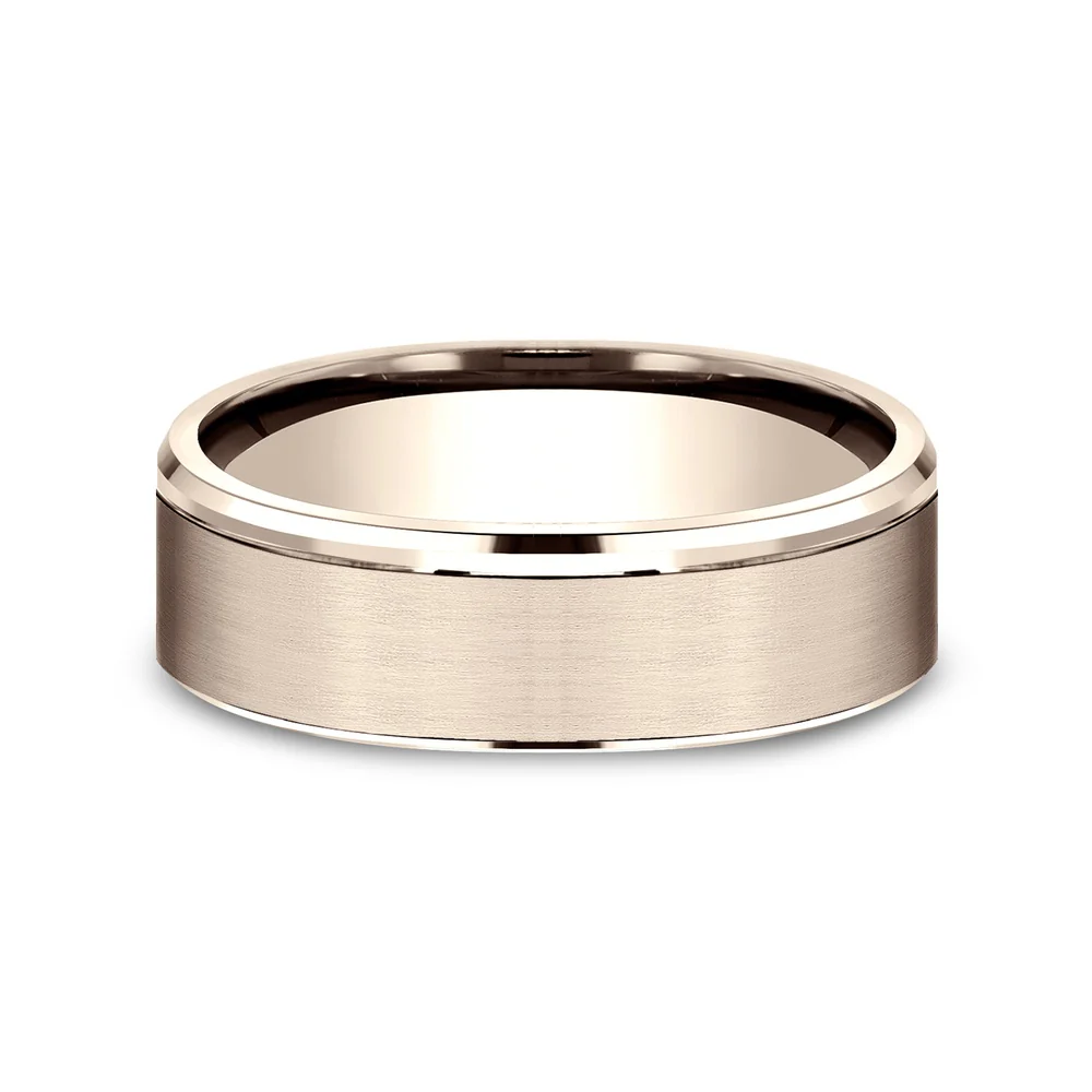 The Jefferson Men's Wedding Band in 14K Rose Gold - 6.5mm Width by Benchmark - Image 3