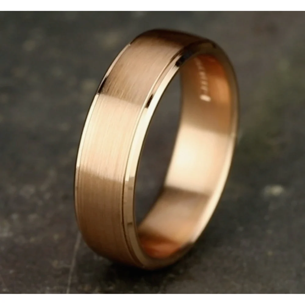 The Jefferson Men's Wedding Band in 14K Rose Gold - 6.5mm Width by Benchmark - Image 4