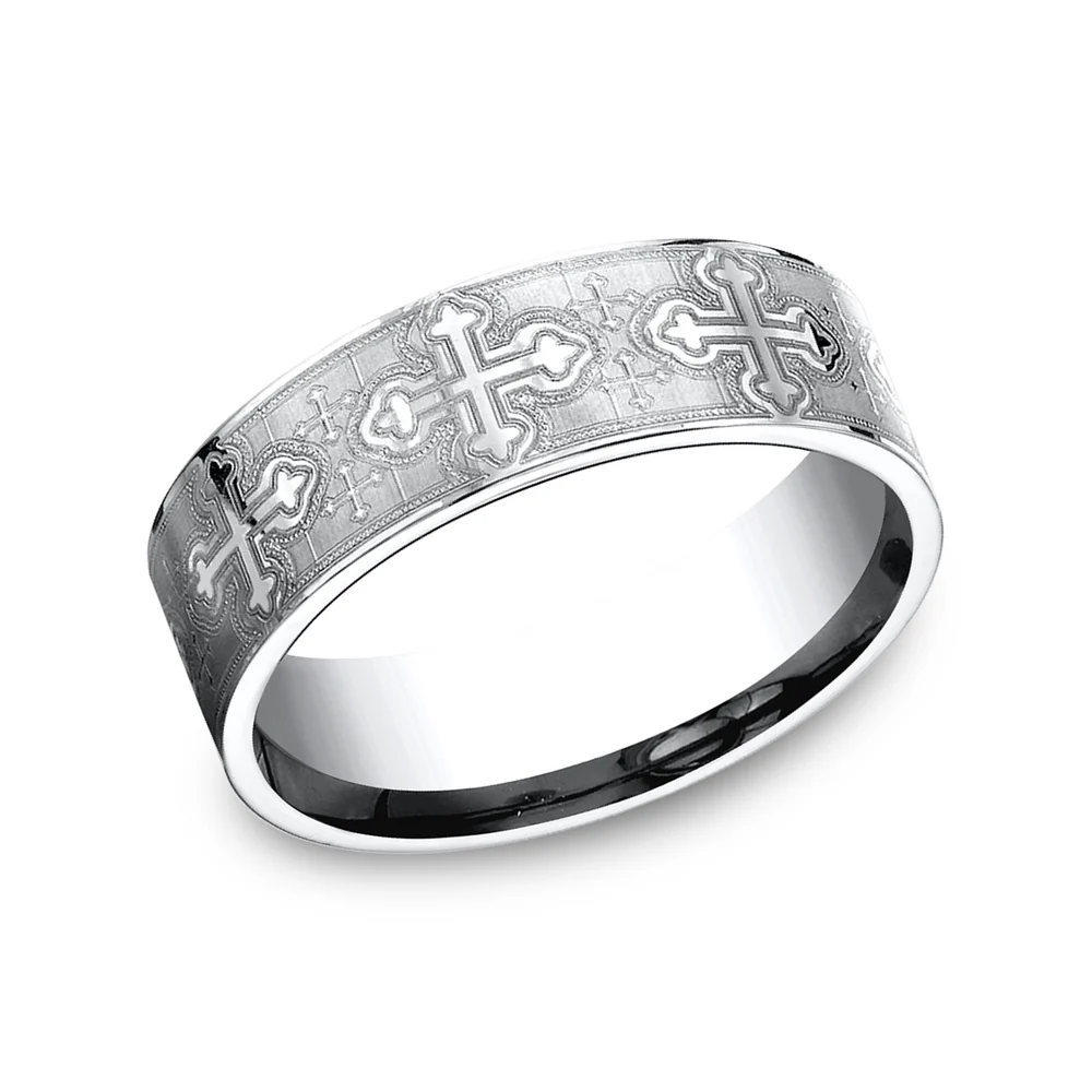 The Joust Men's Wedding Band in White Cobalt - 7.5mm Width by Forge