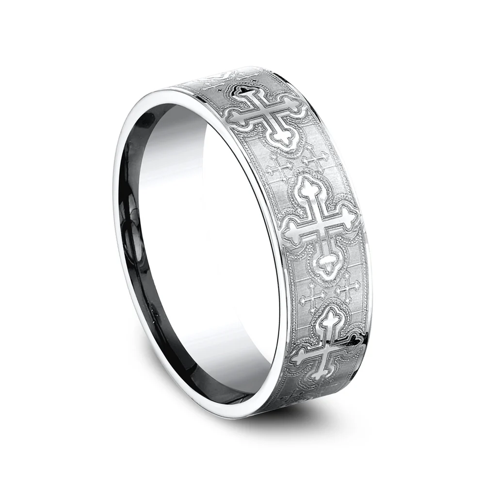 The Joust Men's Wedding Band in White Cobalt - 7.5mm Width by Forge - Image 2