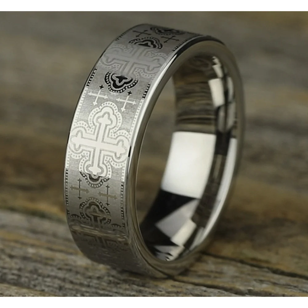 The Joust Men's Wedding Band in White Cobalt - 7.5mm Width by Forge - Image 4