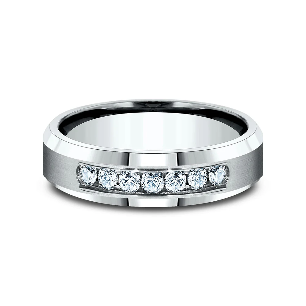 The Kaiser Men's Wedding Band in 14K White Gold - 6mm Width by Benchmark - Image 3