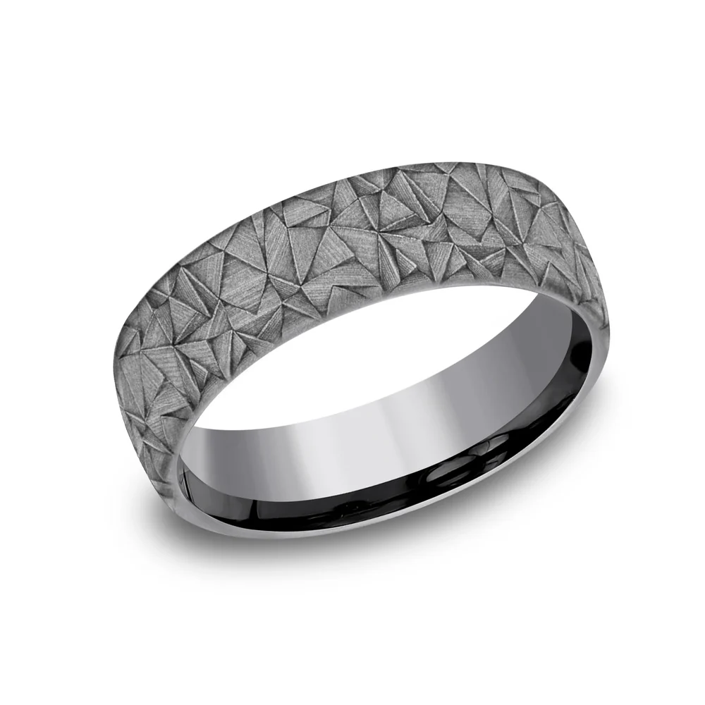 The Kaleidoscope Men's Wedding Band in Grey Tantalum - 6.5mm Width by Tantalum