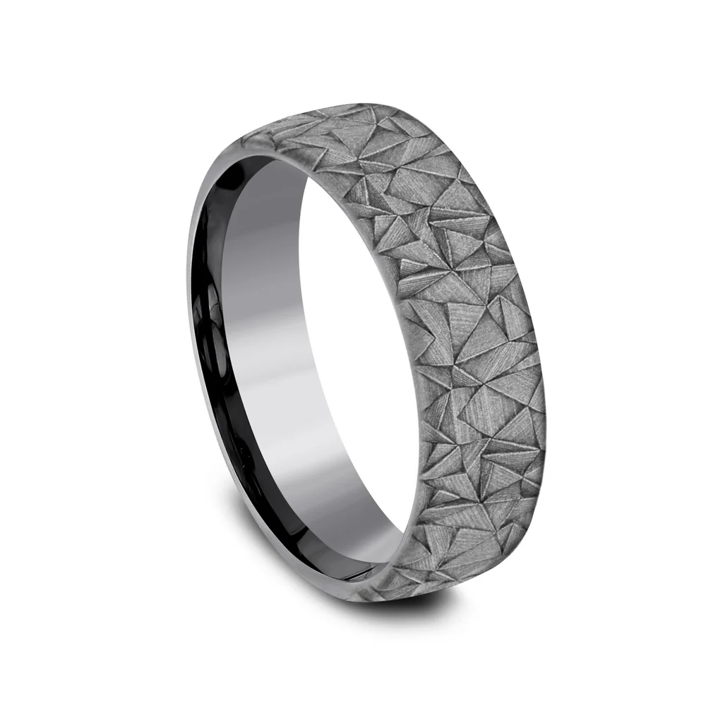 The Kaleidoscope Men's Wedding Band in Grey Tantalum - 6.5mm Width by Tantalum - Image 2