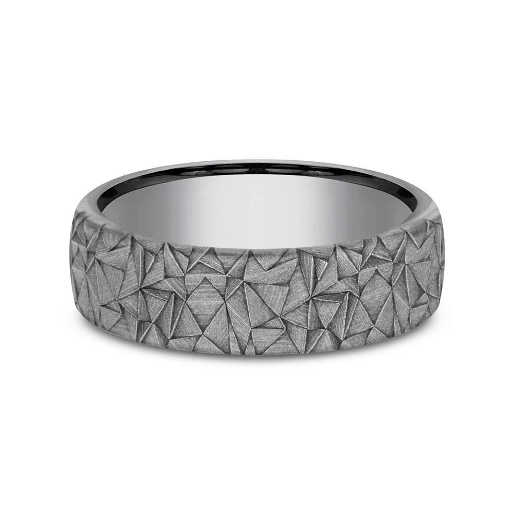The Kaleidoscope Men's Wedding Band in Grey Tantalum - 6.5mm Width by Tantalum - Image 3