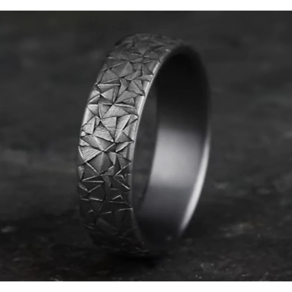 The Kaleidoscope Men's Wedding Band in Grey Tantalum - 6.5mm Width by Tantalum - Image 4