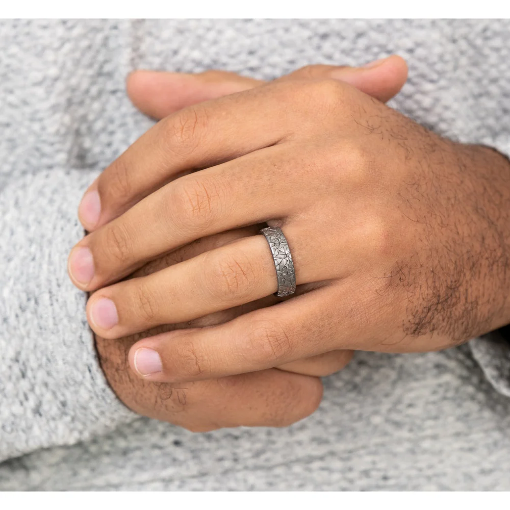 The Kaleidoscope Men's Wedding Band in Grey Tantalum - 6.5mm Width by Tantalum - Image 5