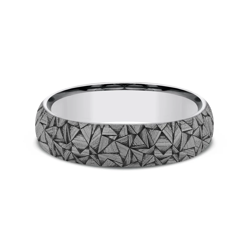 The Kaleidoscope Men's Wedding Band in Tungsten - 6mm Width by Forge - Image 3