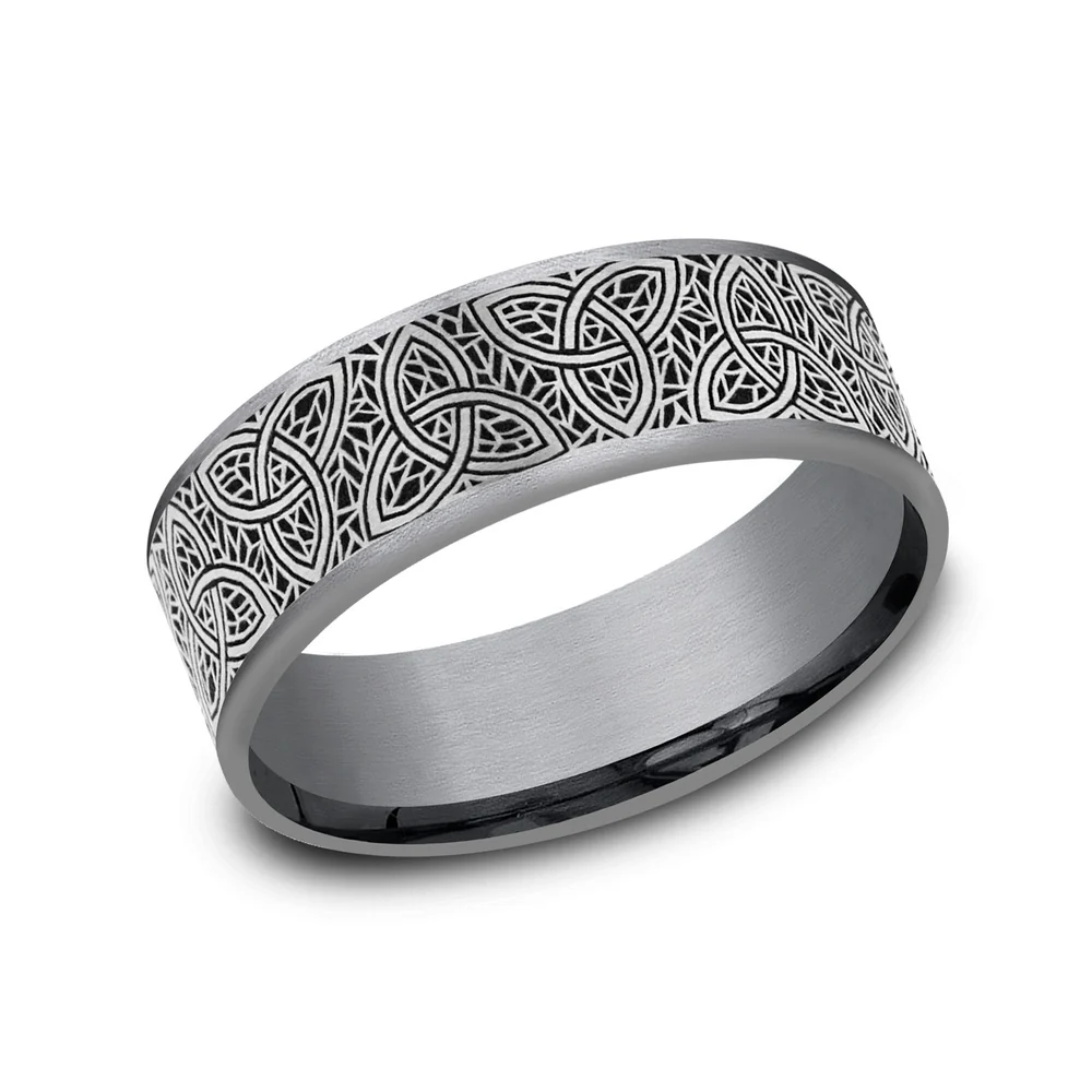 The Keltar Men's Wedding Band in Grey Tantalum and Grey/Black Titanium - 7.5mm Width by Tantalum