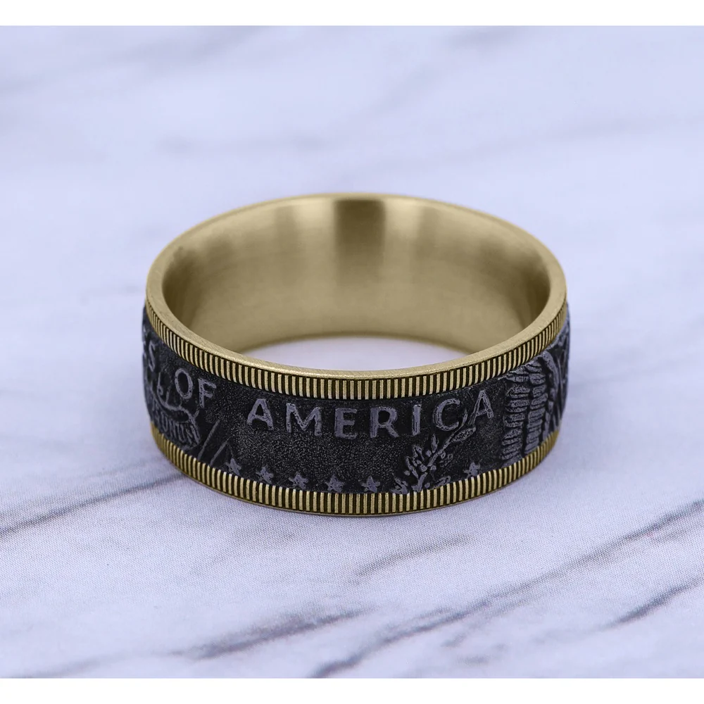 The Kennedy Men's Wedding Band in 14K Yellow Gold and Grey Tantalum - 9mm Width by Brook and Branch - Image 4
