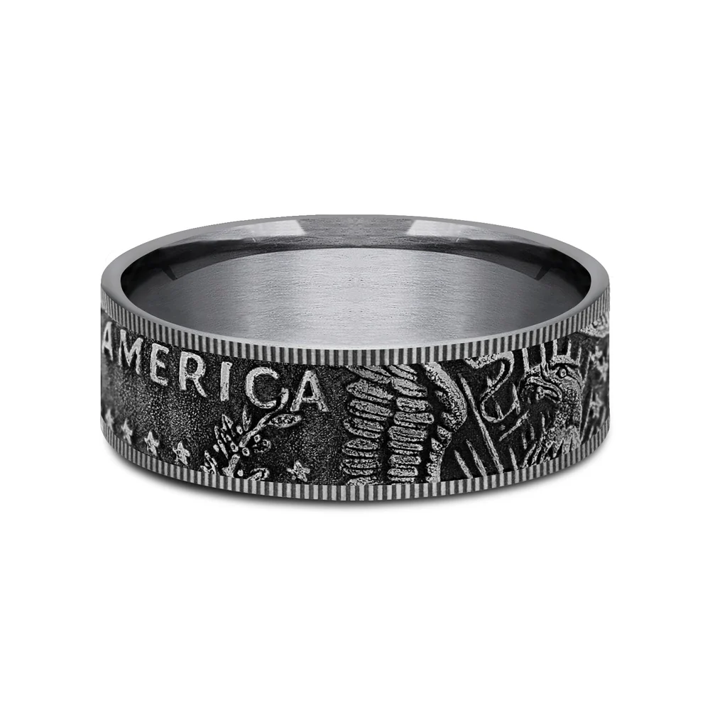 The Kennedy Men's Wedding Band in Grey Tantalum - 8mm Width by Brook and Branch - Image 3