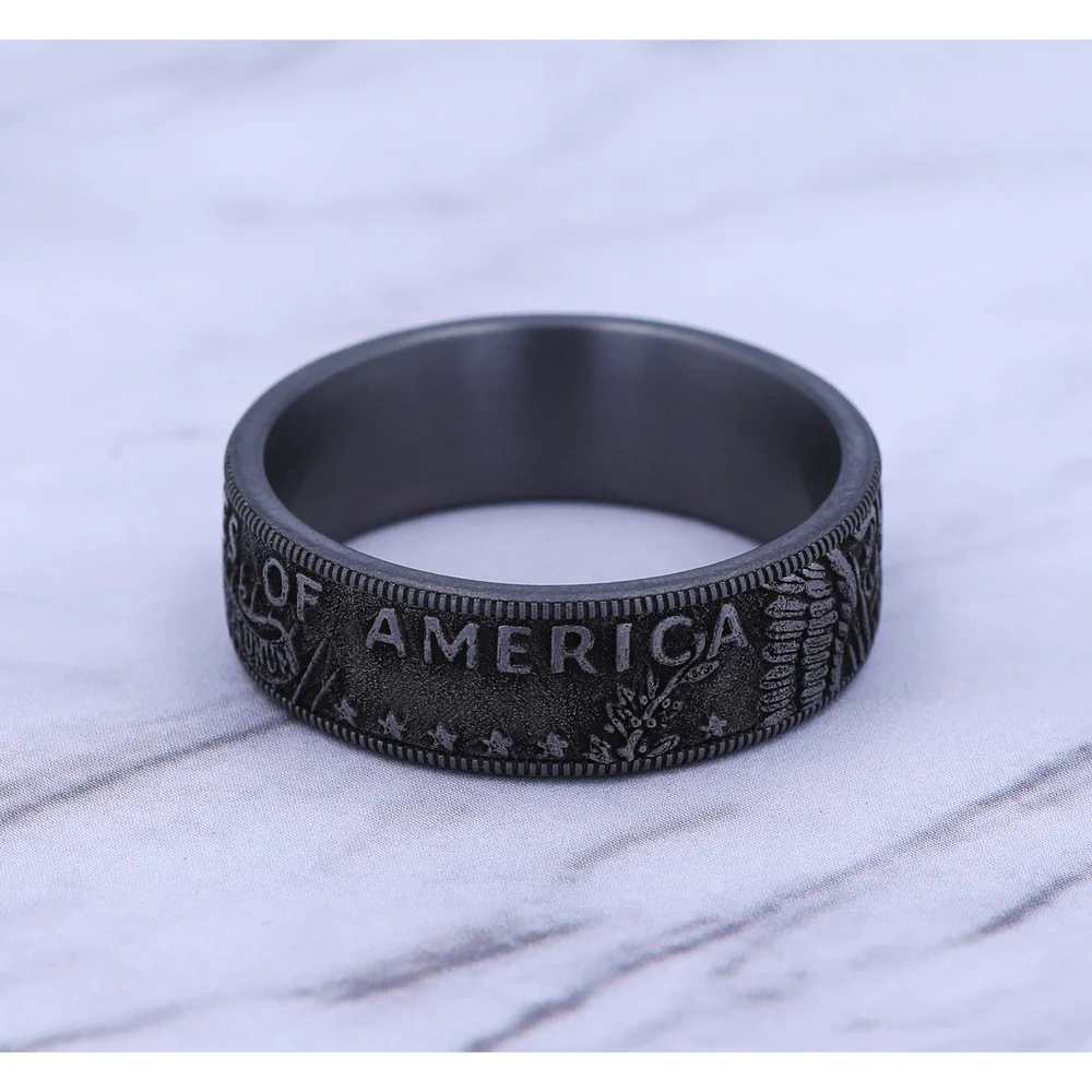 The Kennedy Men's Wedding Band in Grey Tantalum - 8mm Width by Brook and Branch - Image 4