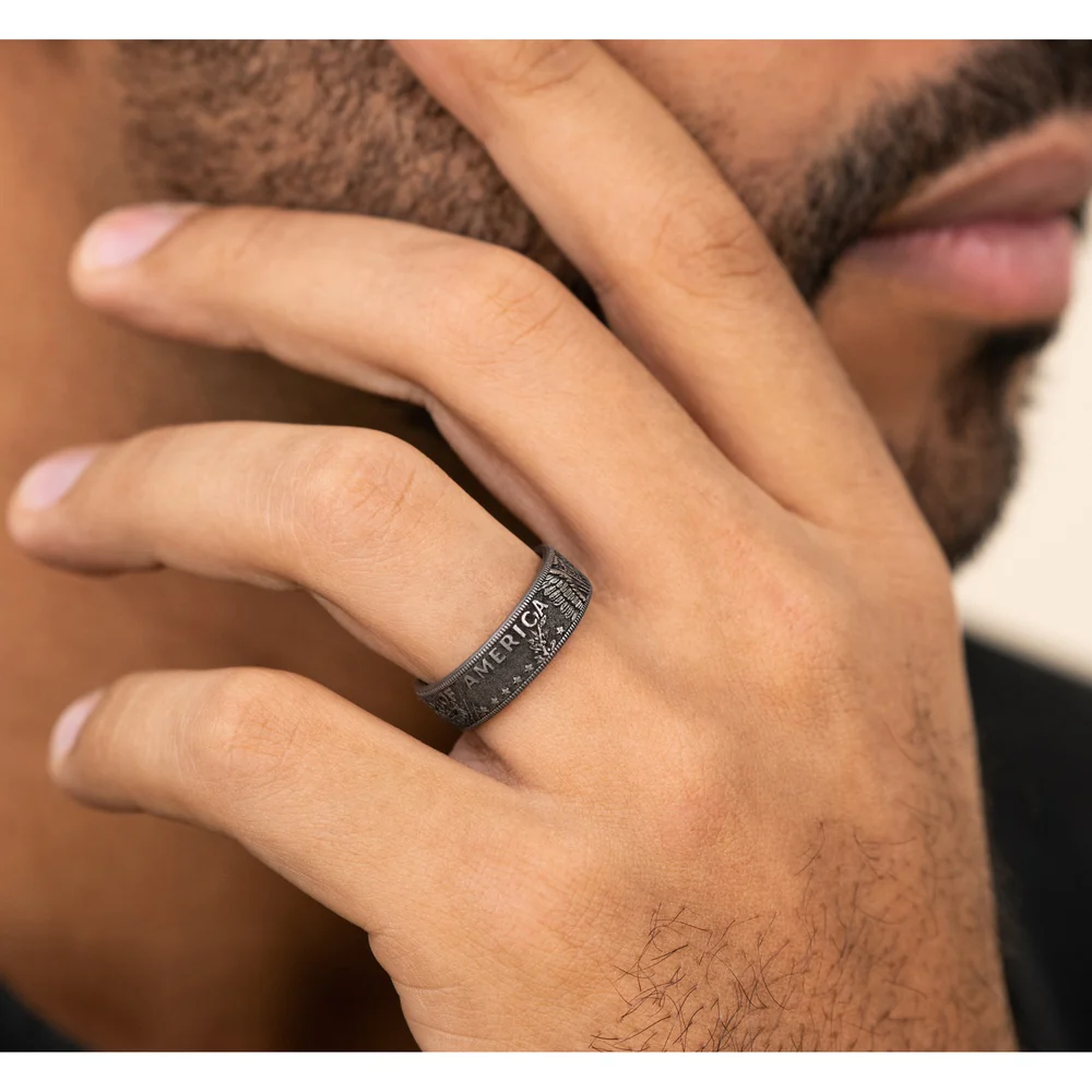 The Kennedy Men's Wedding Band in Grey Tantalum - 8mm Width by Brook and Branch - Image 5