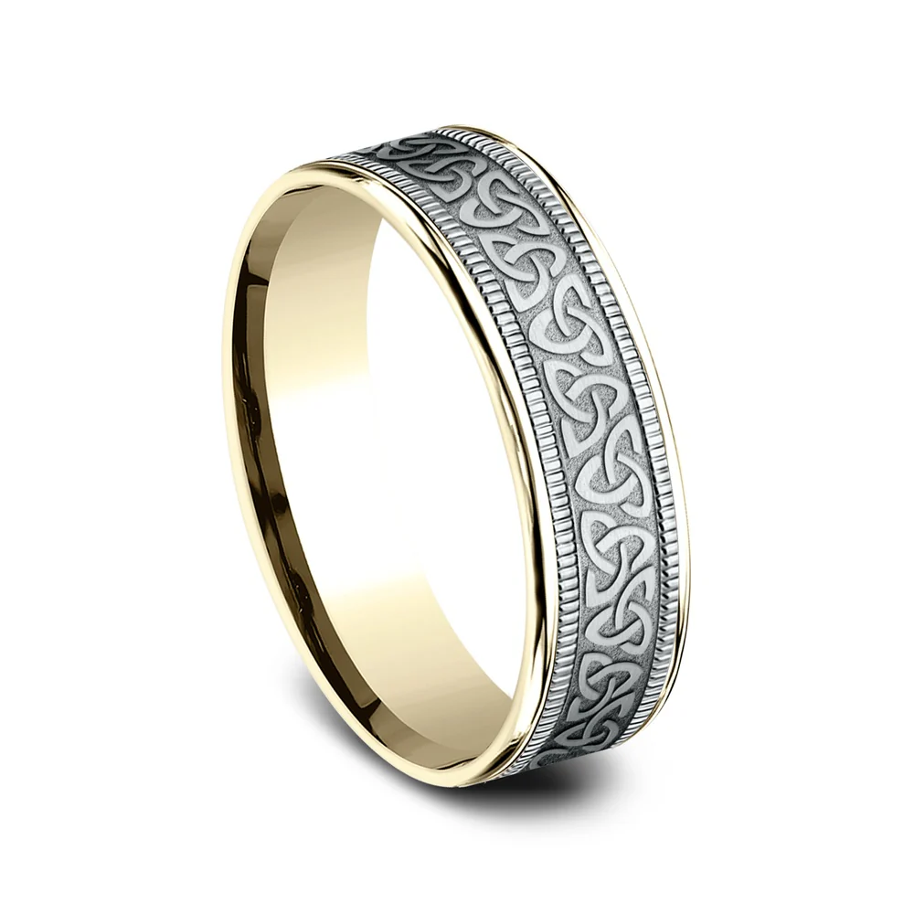 The Killarney Men's Wedding Band in 14K Yellow and White Gold - 6.5mm Width by Benchmark - Image 2