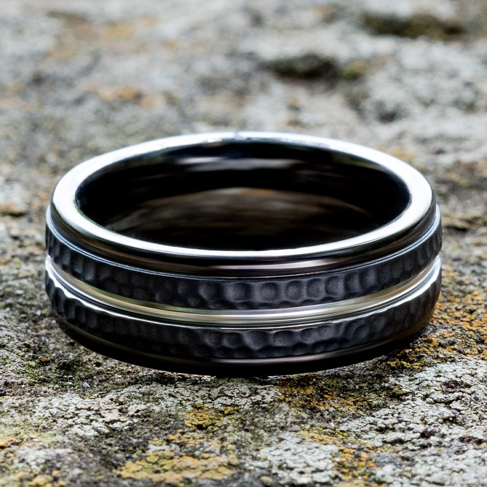 The Lambert Men's Wedding Band in Black Cobalt - 8mm Width by Forge - Image 4