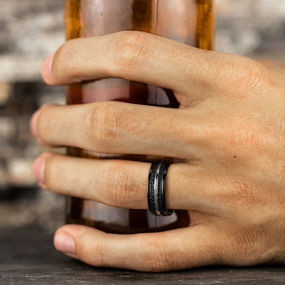 The Lambert Men's Wedding Band in Black Cobalt - 8mm Width by Forge - Image 5