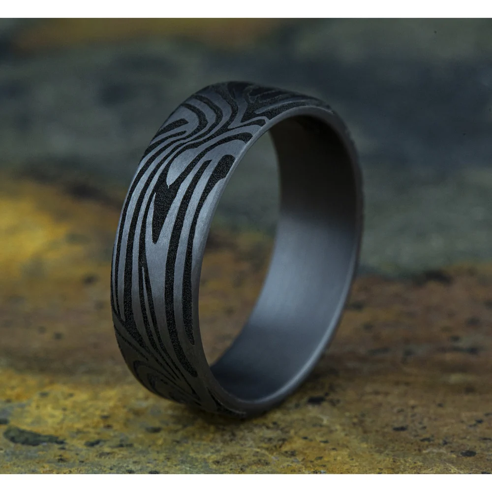 The Lava Lamp Men's Wedding Band in Grey Tantalum - 7mm Width by Tantalum - Image 4