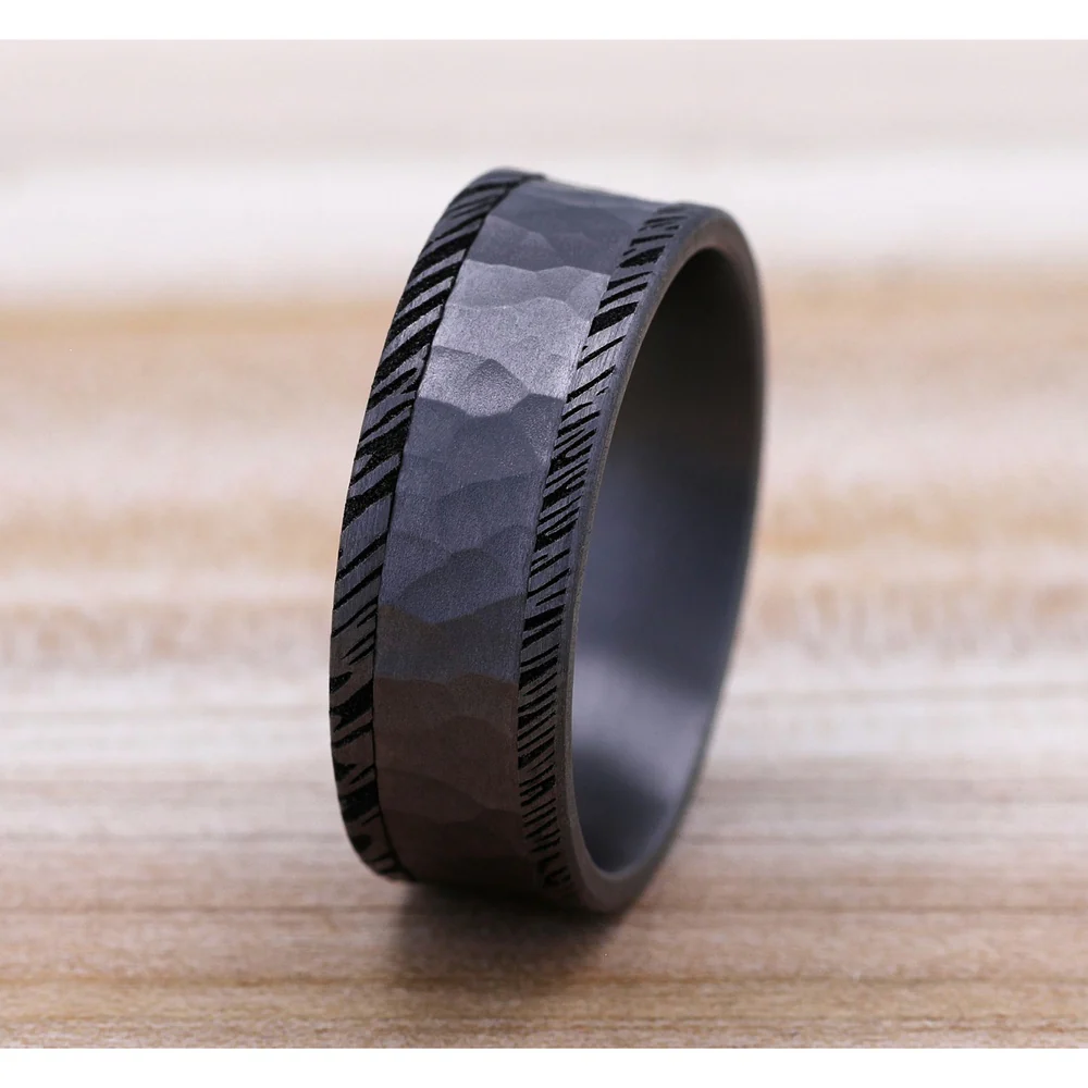 The Ledger Men's Wedding Band in Grey Tantalum - 8mm Width by Brook and Branch - Image 4