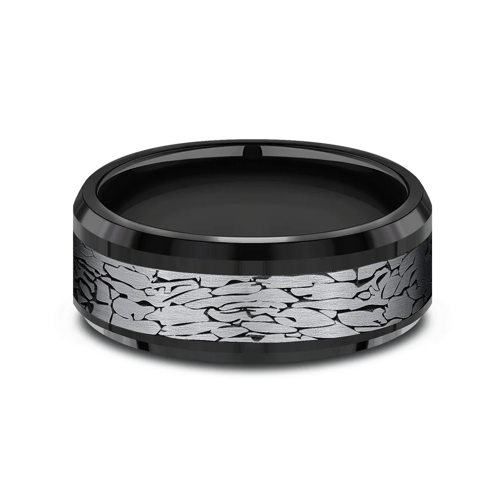 The Legend Men's Wedding Band in Black Titanium and Grey Tantalum - 8mm Width by Tantalum - Image 3