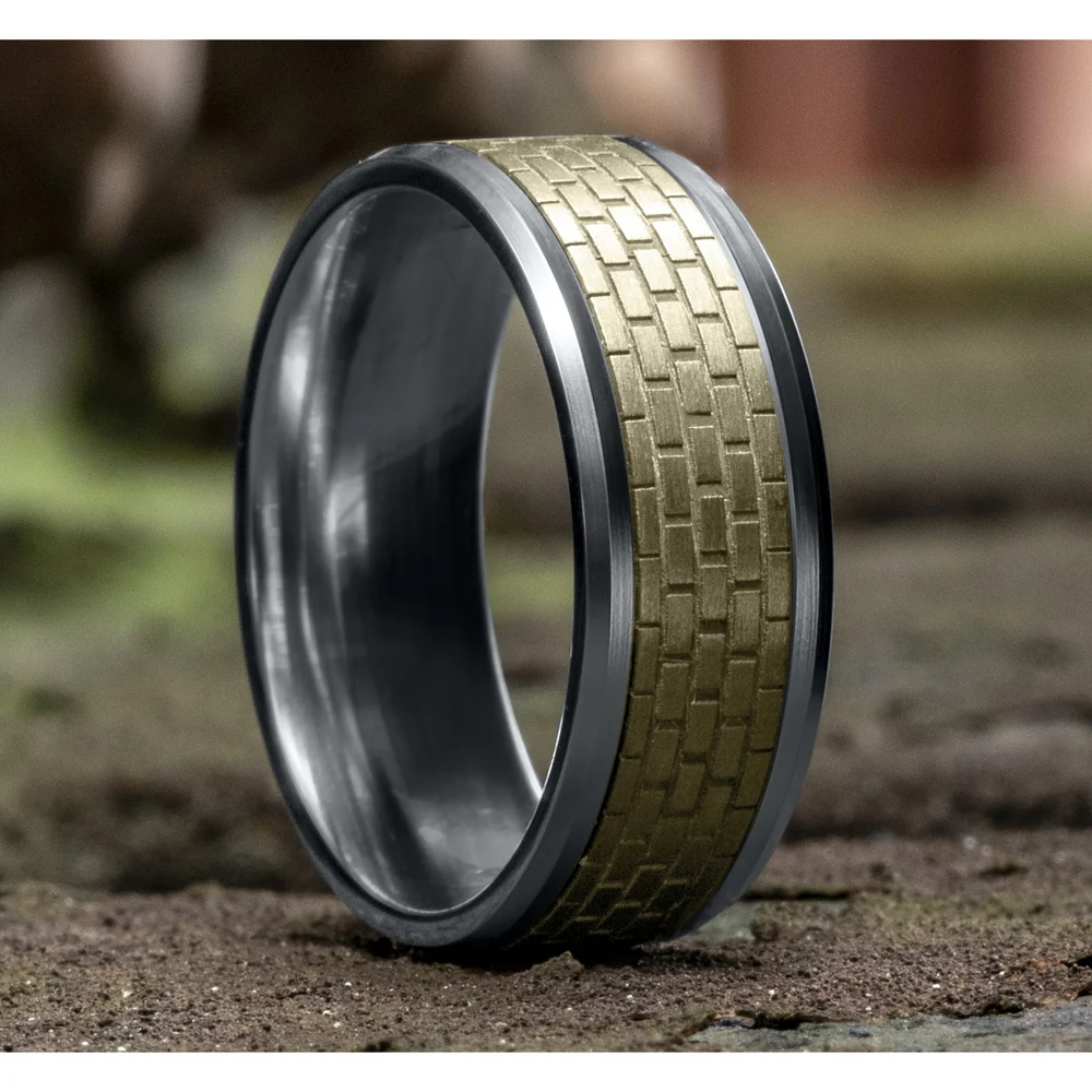 The Lennon Men's Wedding Band in 14K White and Yellow Gold - 8mm Width by Benchmark - Image 4