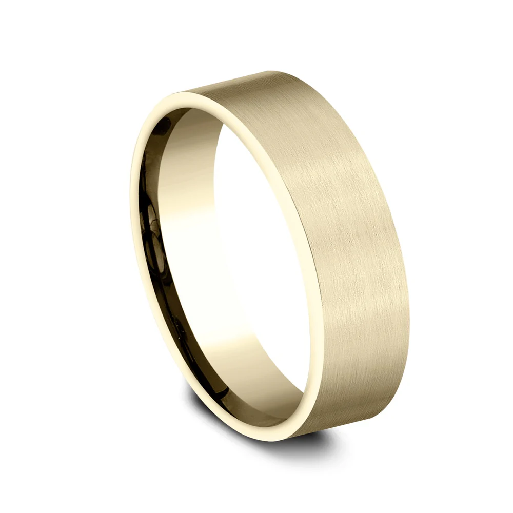 The Lieutenant Men's Wedding Band in 14K Yellow Gold - 7mm Width by Benchmark - Image 2