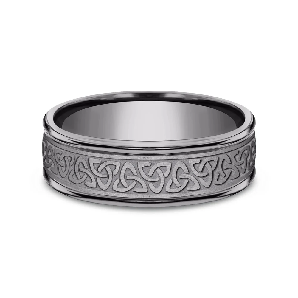The Limerick Men's Wedding Band in Grey Tantalum - 7mm Width by Tantalum - Image 3