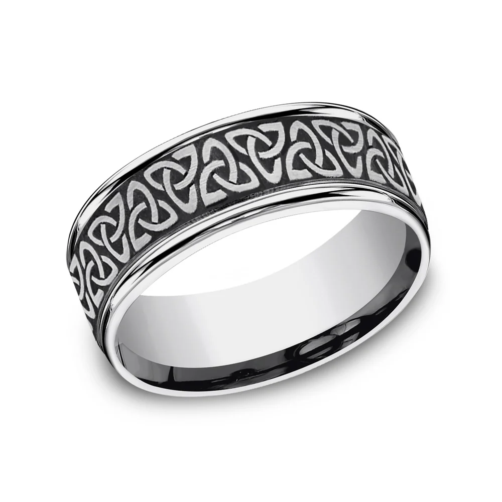 The Limerick Men's Wedding Band in Tungsten - 8mm Width by Forge