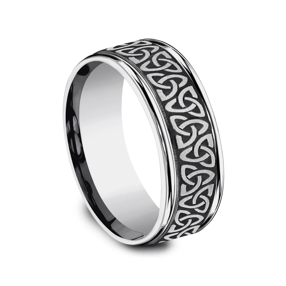 The Limerick Men's Wedding Band in Tungsten - 8mm Width by Forge - Image 2