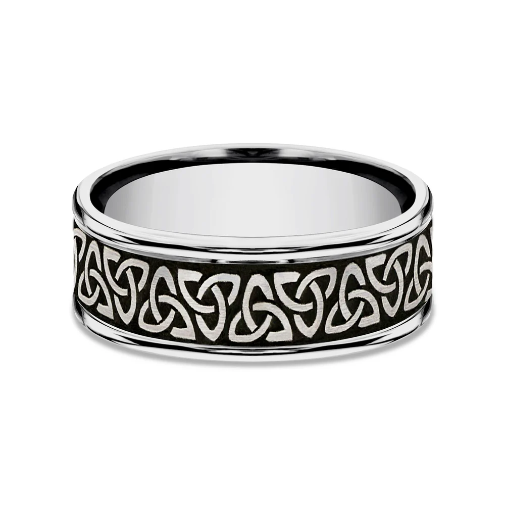 The Limerick Men's Wedding Band in Tungsten - 8mm Width by Forge - Image 3