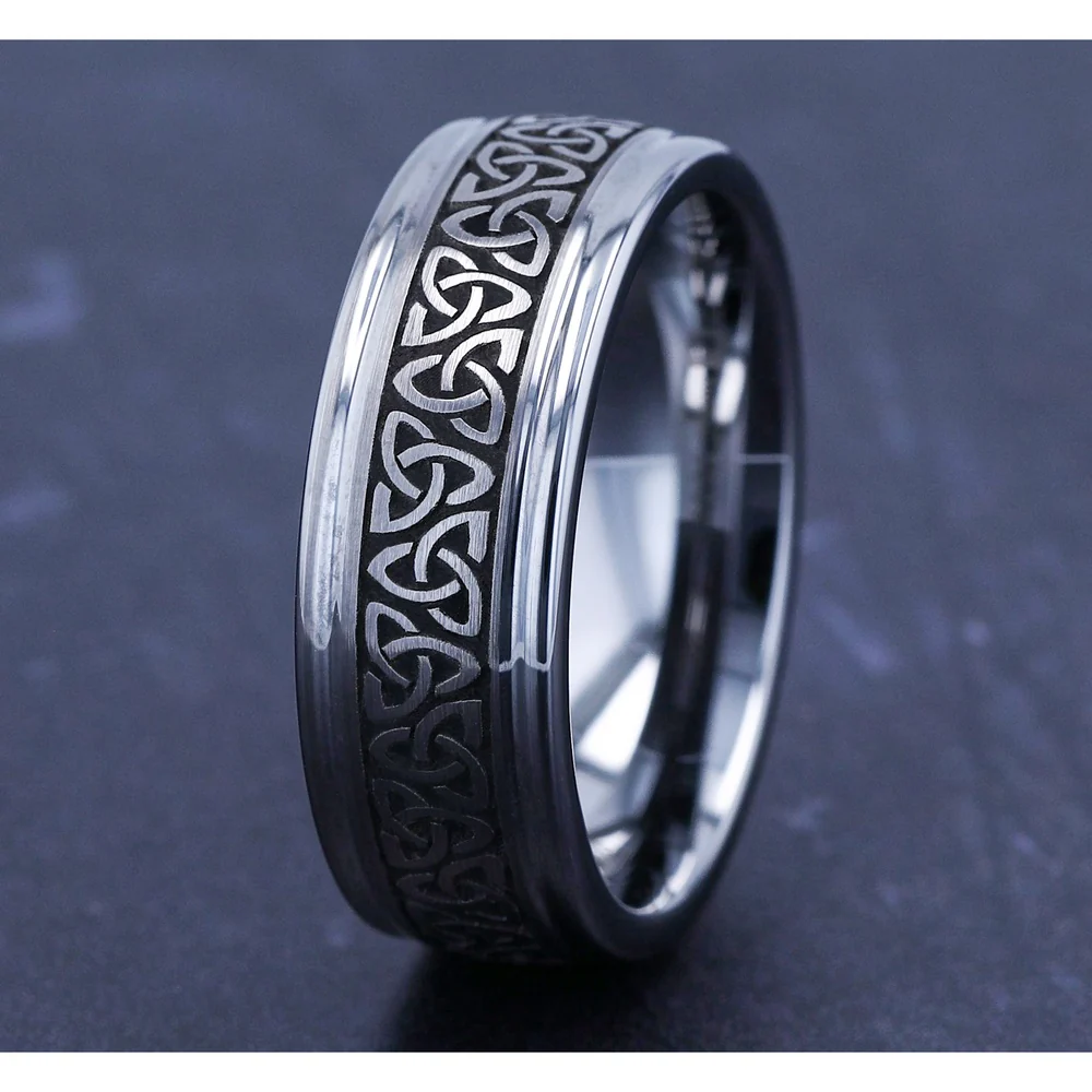 The Limerick Men's Wedding Band in Tungsten - 8mm Width by Forge - Image 4