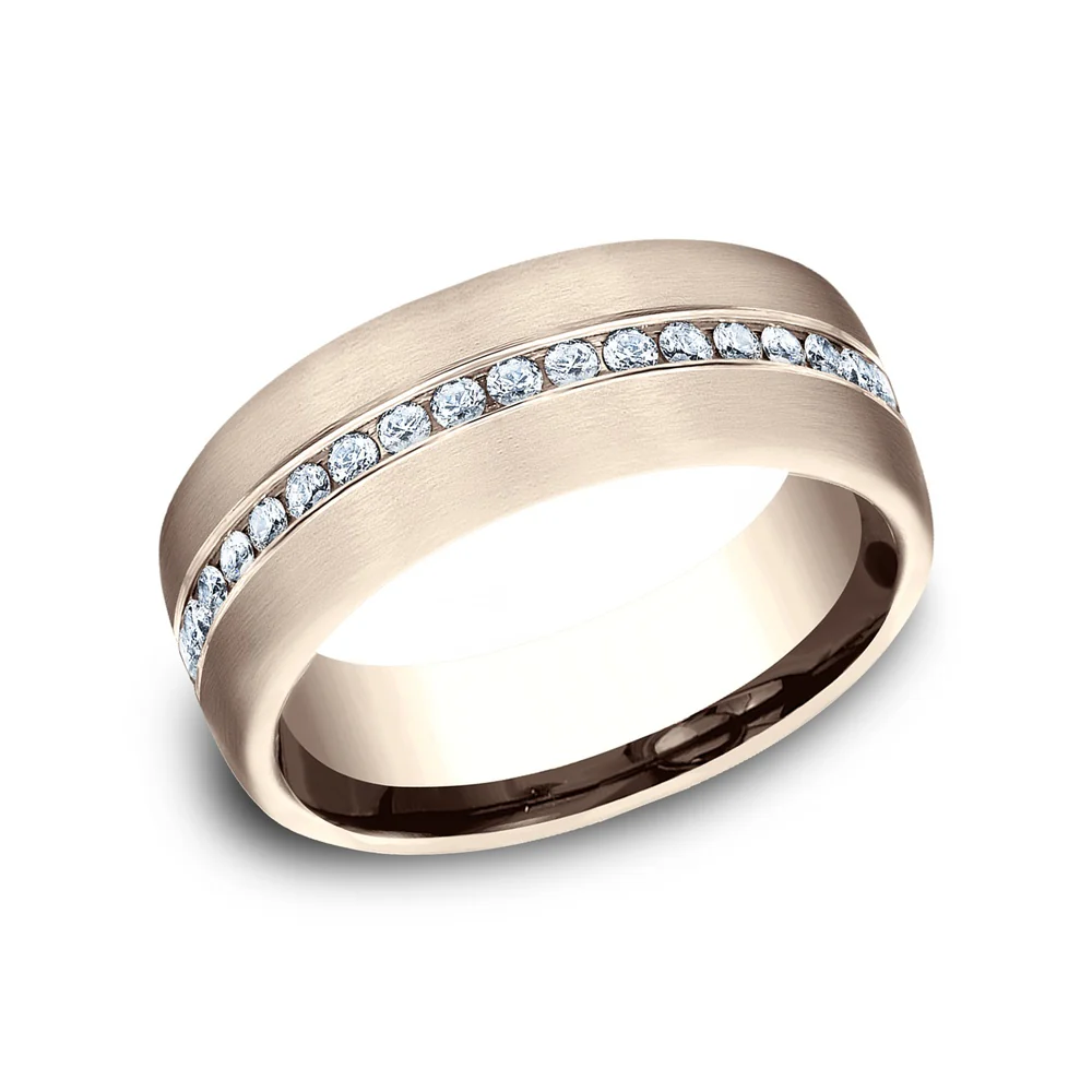 The Lincoln Men's Wedding Band in 14K Rose Gold - 7.5mm Width by Benchmark