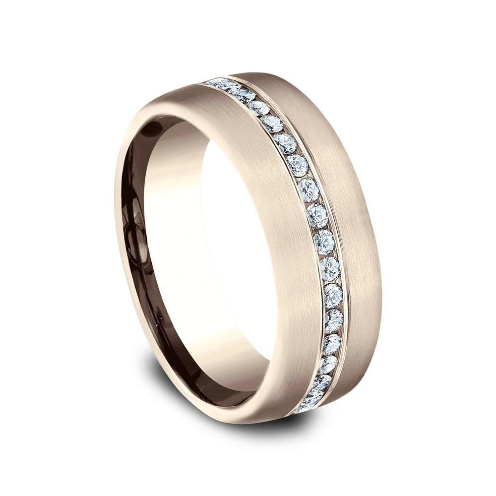 The Lincoln Men's Wedding Band in 14K Rose Gold - 7.5mm Width by Benchmark - Image 2