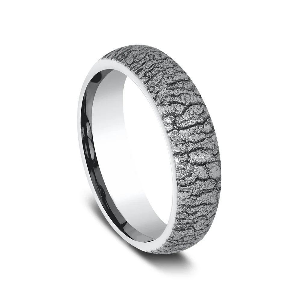 The Linden Men's Wedding Band in White Cobalt - 6mm Width by Forge - Image 2