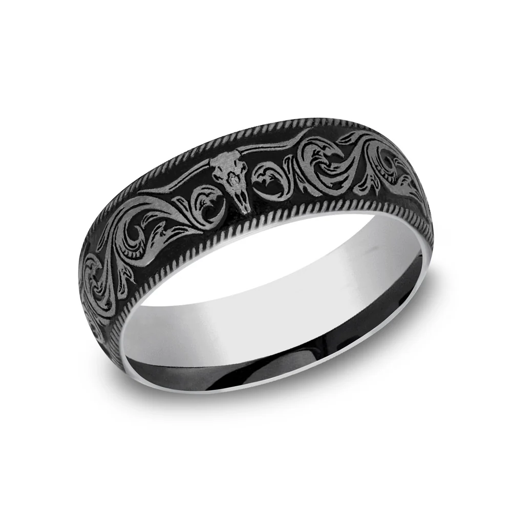 The Longhorn Men's Wedding Band in Tungsten - 8mm Width by Forge