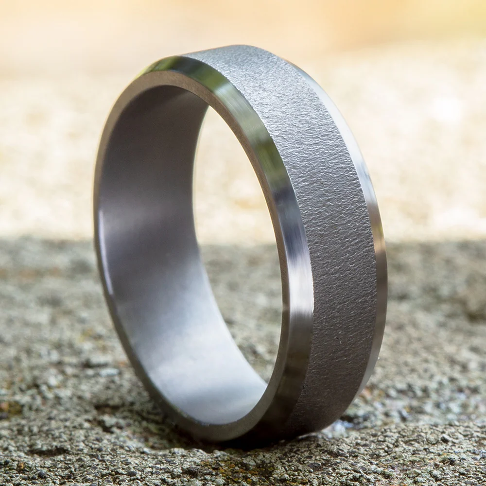 The Major Men's Wedding Band in Darkened Tantalum - 7mm Width by Tantalum - Image 4