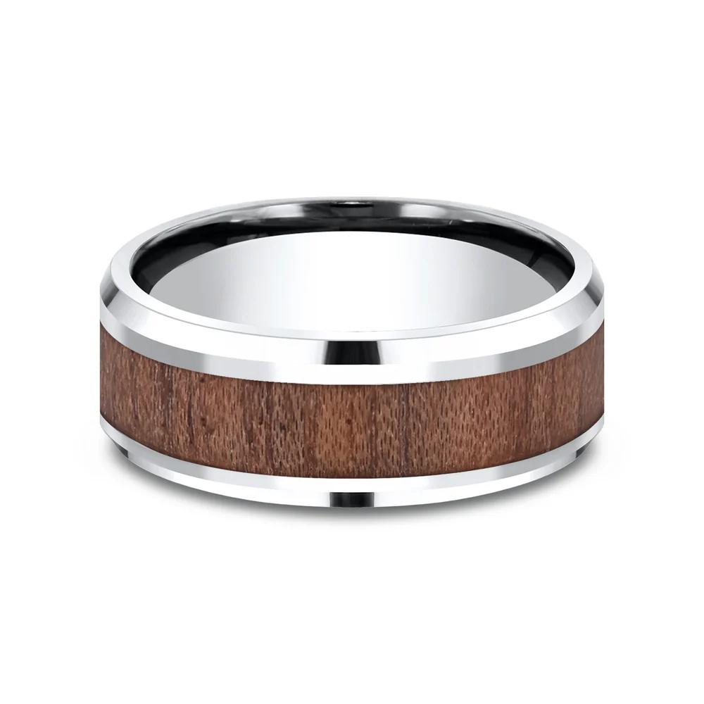 The Maker Men's Wedding Band in White Cobalt and Wood - 8mm Width by Forge - Image 3