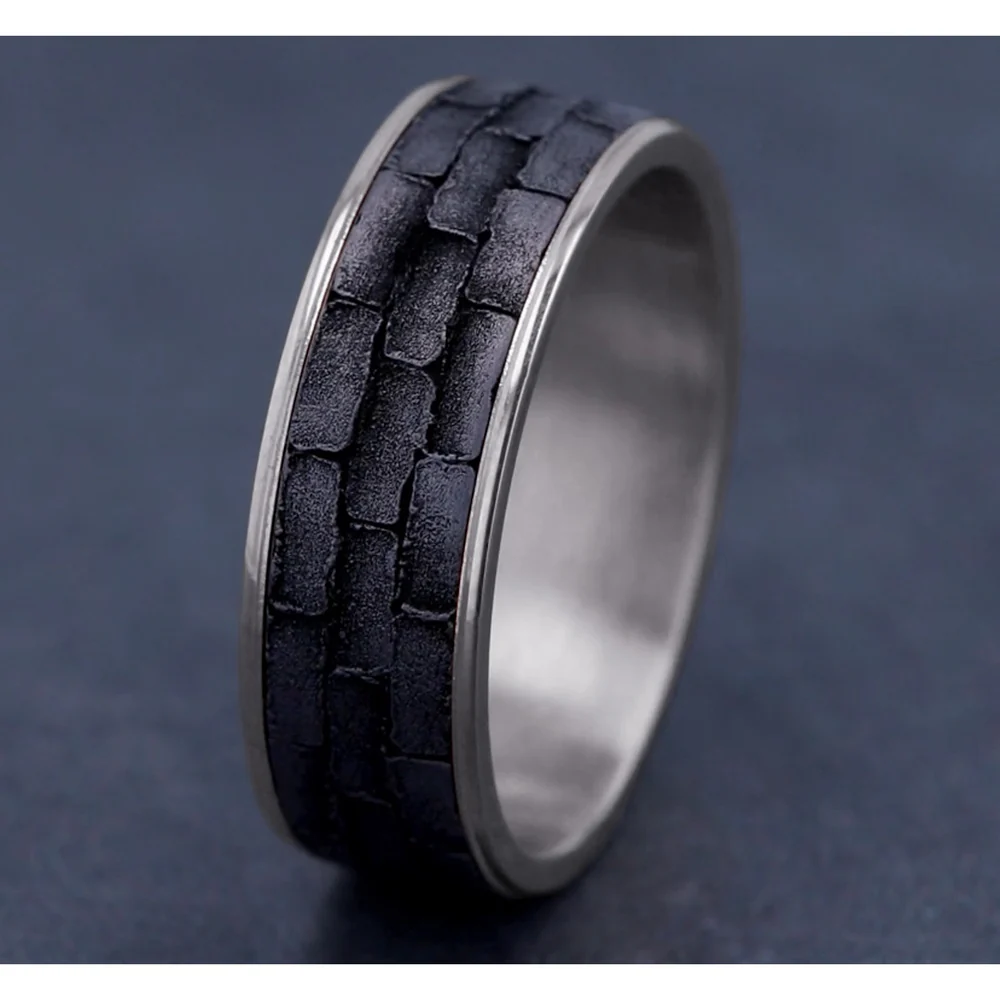 The Mason Men's Wedding Band in 14K White Gold and Grey Tantalum - 7.5mm Width by Ammara Stone - Image 4