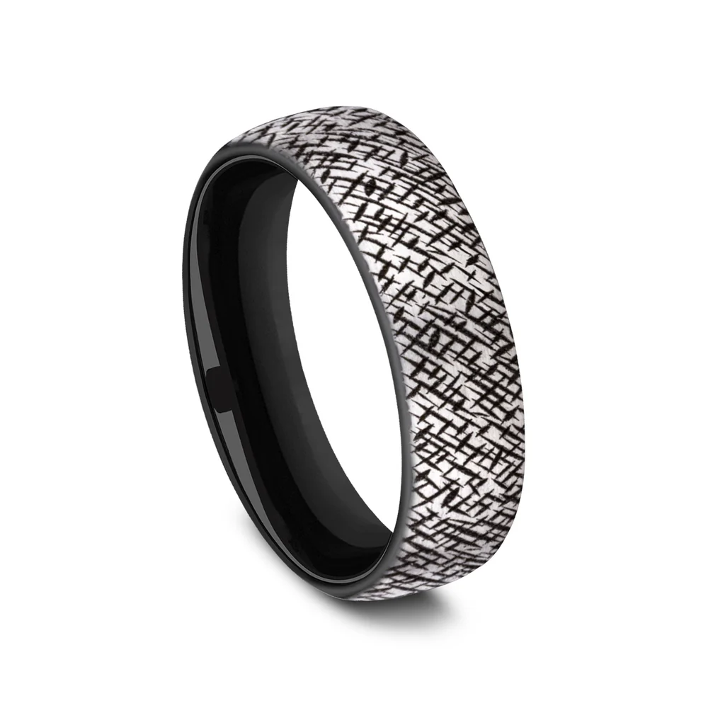 The Master Men's Wedding Band in Grey/Black Titanium - 6.5mm Width by Forge - Image 2