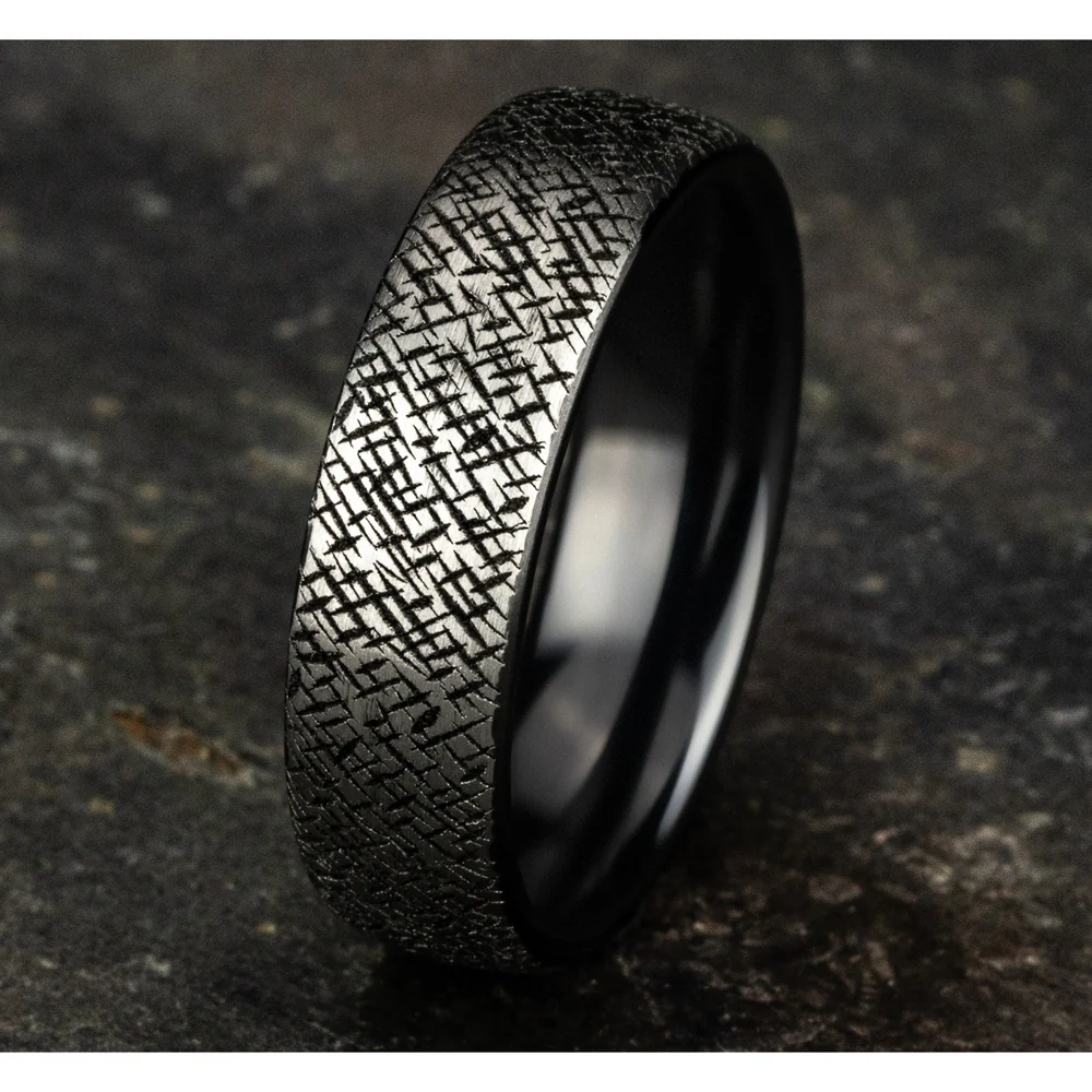 The Master Men's Wedding Band in Grey/Black Titanium - 6.5mm Width by Forge - Image 4