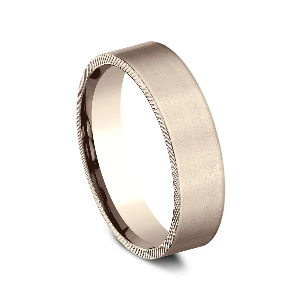 The Mastermind Men's Wedding Band in 14K Rose Gold - 6.5mm Width by Benchmark - Image 2