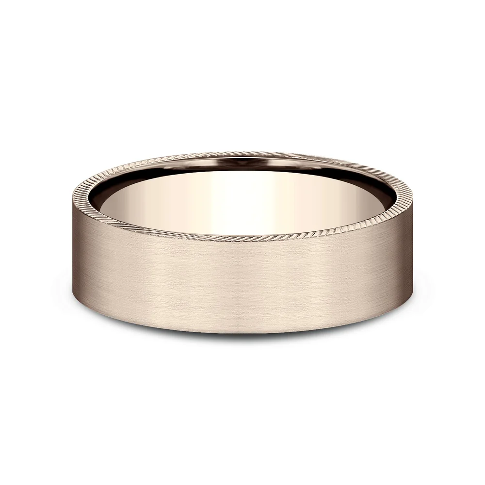 The Mastermind Men's Wedding Band in 14K Rose Gold - 6.5mm Width by Benchmark - Image 3