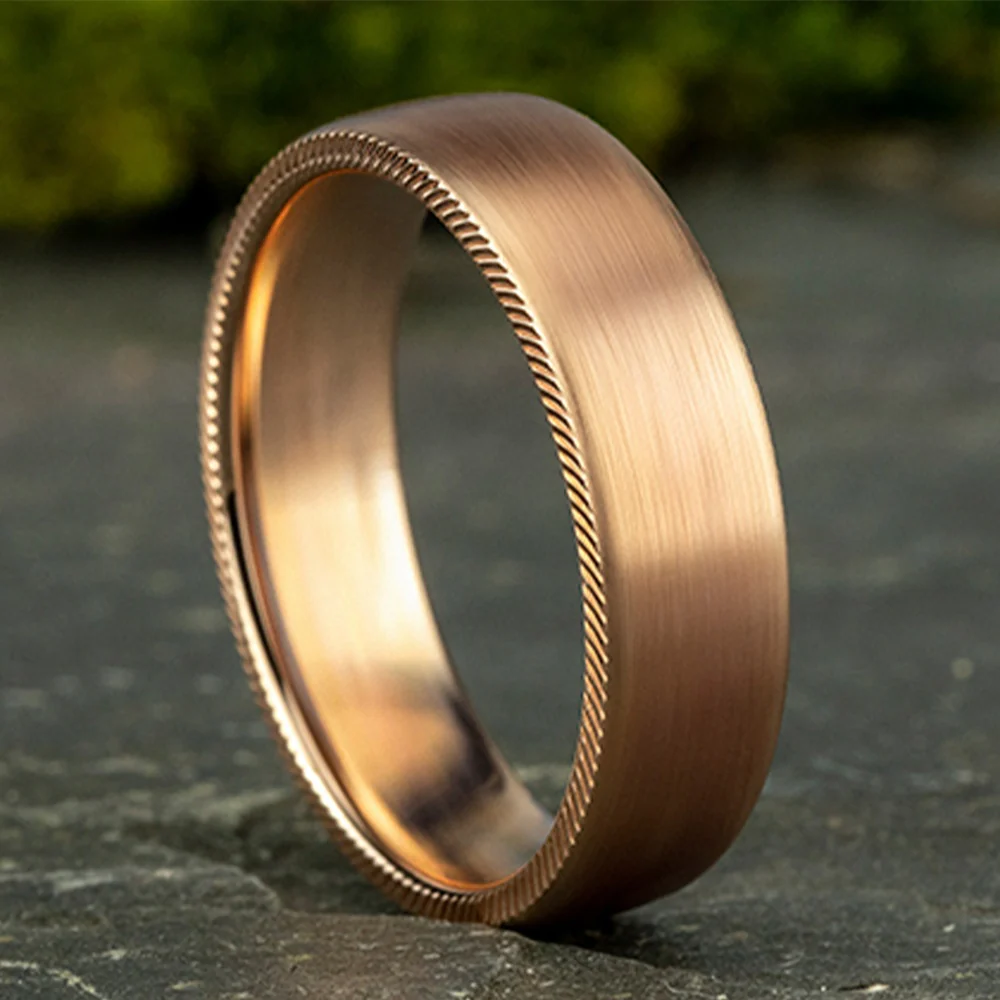 The Mastermind Men's Wedding Band in 14K Rose Gold - 6.5mm Width by Benchmark - Image 4